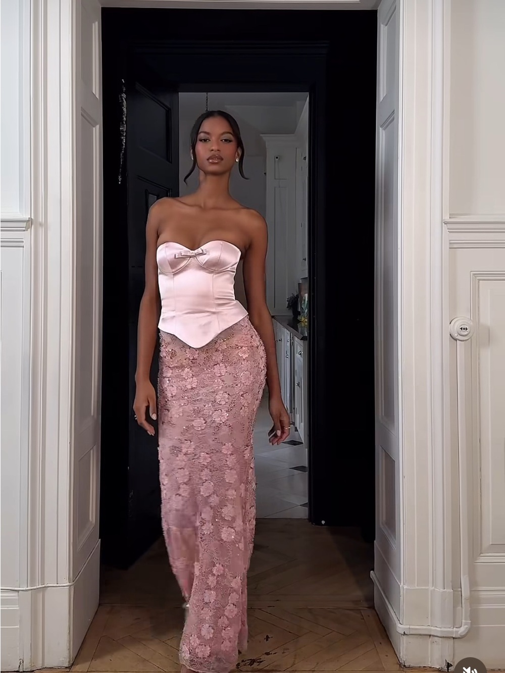 Uliya Rosy Pink Strapless Mermaid Peplum Maxi Dress